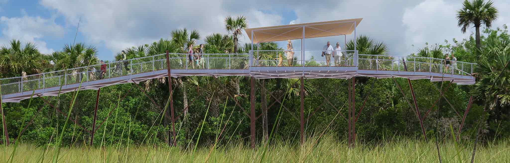 This rendering by Corban Architecture shows how an observation platform on a canopy walk could increase access for all.