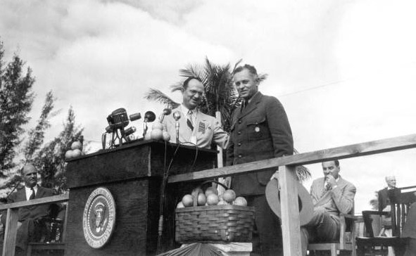 Dan Beard, first first superintendent of Everglades National Park, at dedication in 1947. He recommended that Fakahatchee Strand be included within the park's boundaries.